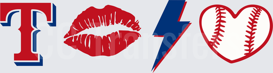 Baseball Team Letter Lips Lightning Heart Love (DTF)