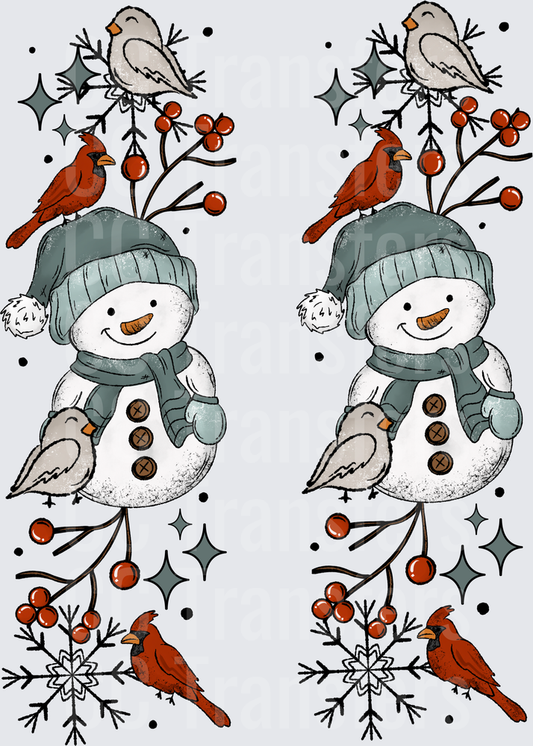 Snowman And Birds Transfer - Sleeve