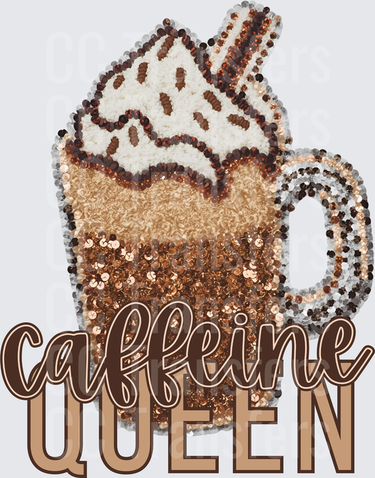 Caffeine Queen Sequin Coffee Mug Latte (DTF)