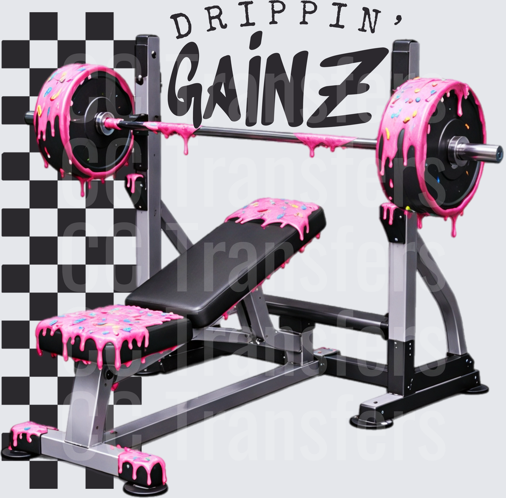 Drippin Gainz Pink Frosted Sprinkle Gym Bench Press (DTF)