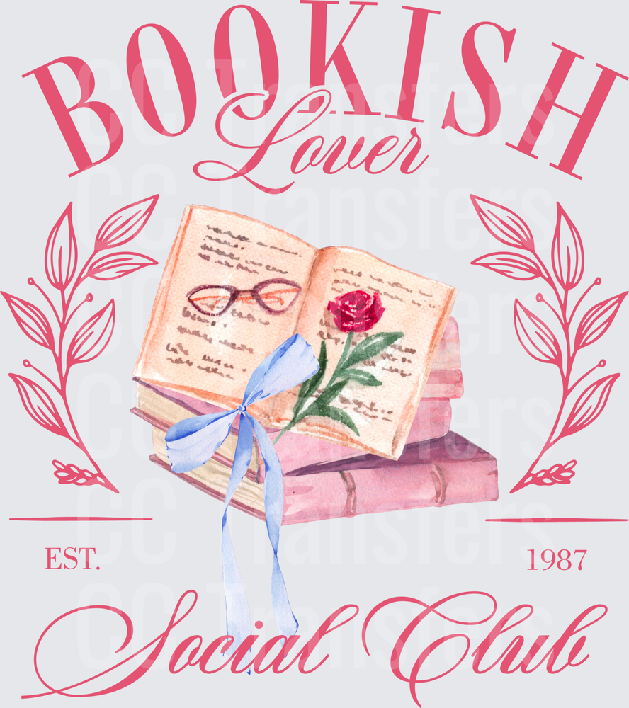 Bookish Lover Social Club Est. 1987 Stacked Books (DTF)
