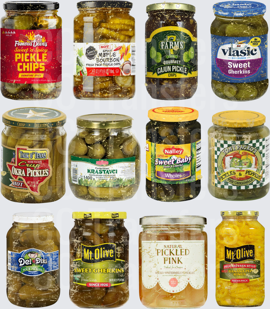 Variety Pickle Jar Collection Collage Grid Design