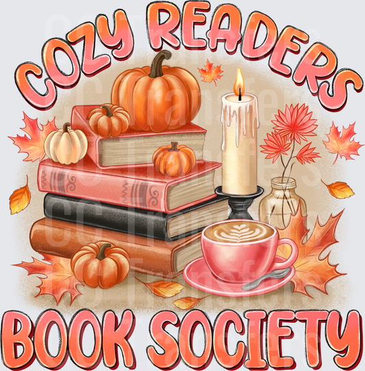 Cozy Readers Book Society Fall Pumpkin Books Coffee (DTF)