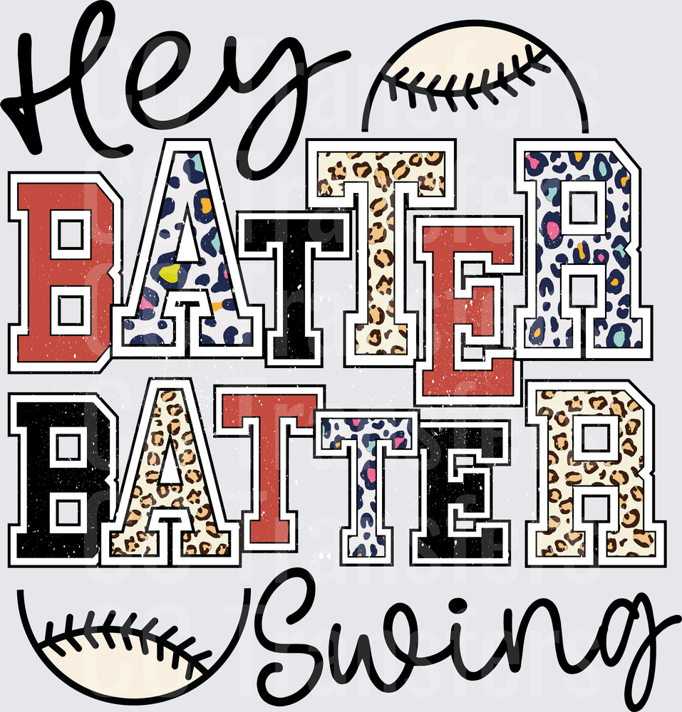 Hey Batter Batter Swing Leopard Print Baseball (DTF)