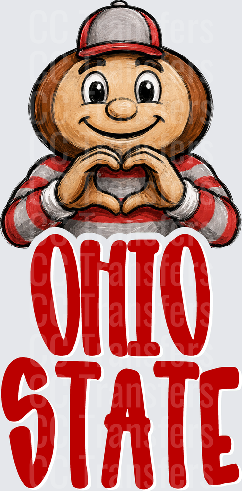 Brutus Buckeye Heart Hands Ohio State Mascot (DTF)