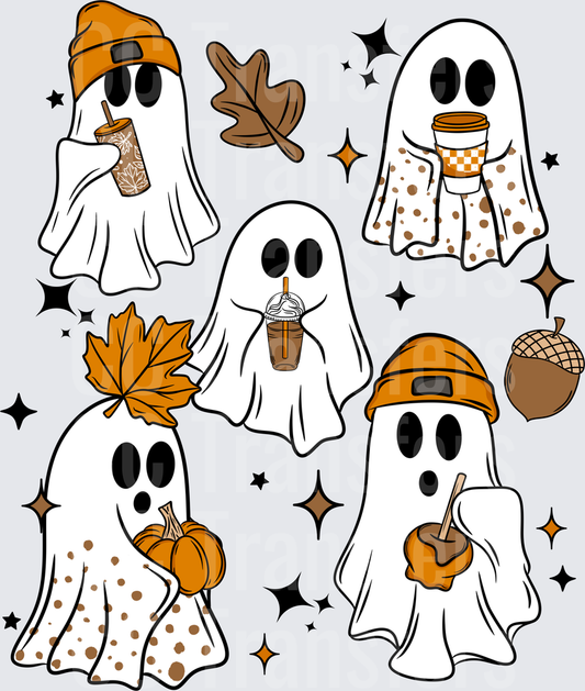 Cute Fall Ghost Squad Halloween Autumn Vibes (DTF)