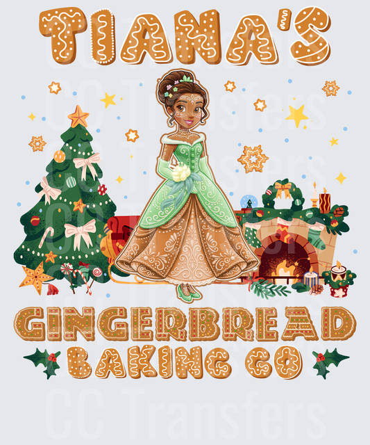 Gingerbread Princess Christmas Baking Co Holiday Scene (DTF)