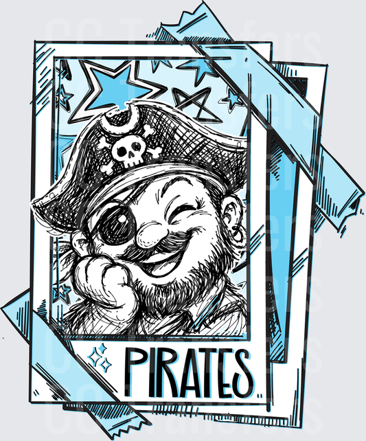 Jolly Bearded Pirate Captain Sketch Card Stars DTF