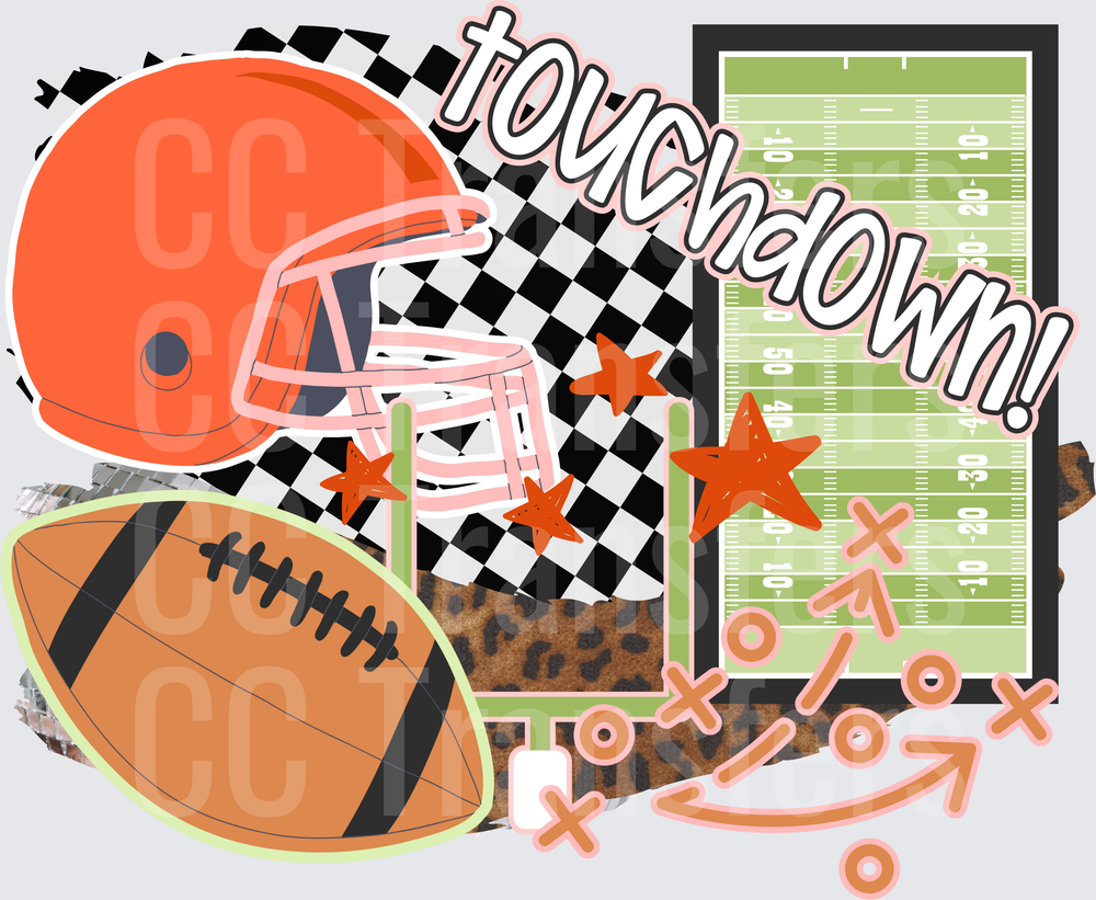 Touchdown Football Helmet Field Checkered Leopard (DTF)