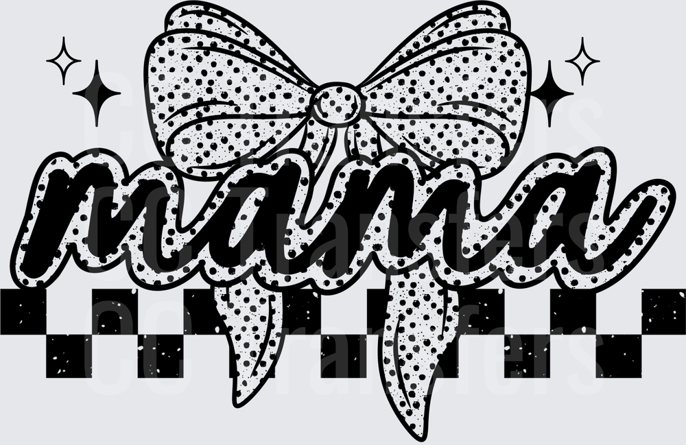 Mama Script Coquette Bow Checkered Distressed (DTF)