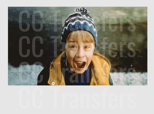 Screaming Boy in Blue Pom Beanie Winter Scene (DTF)