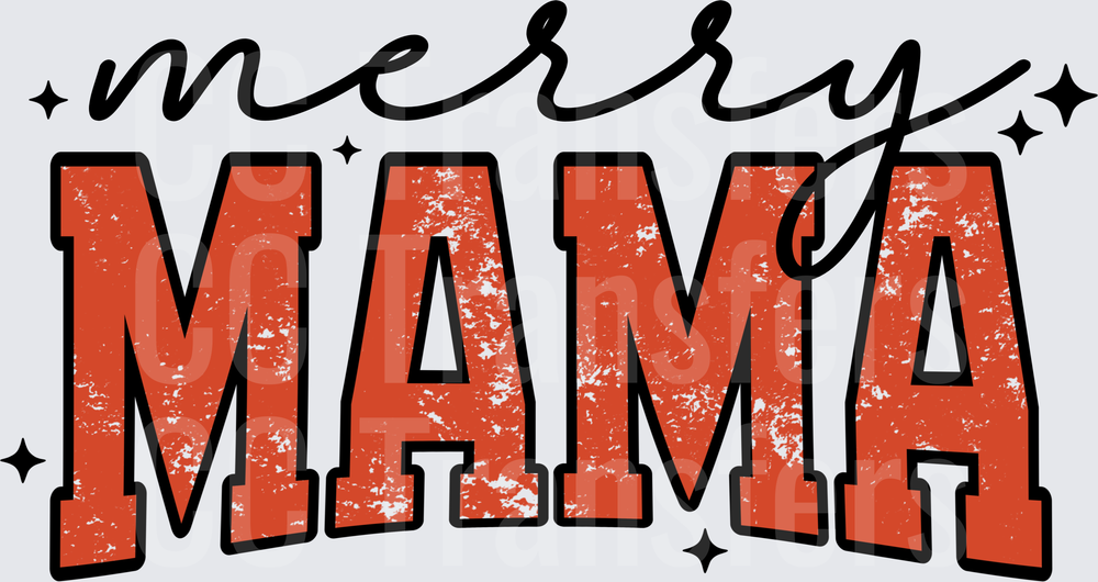 Merry Mama Distressed Varsity Letter Holiday Design (DTF)