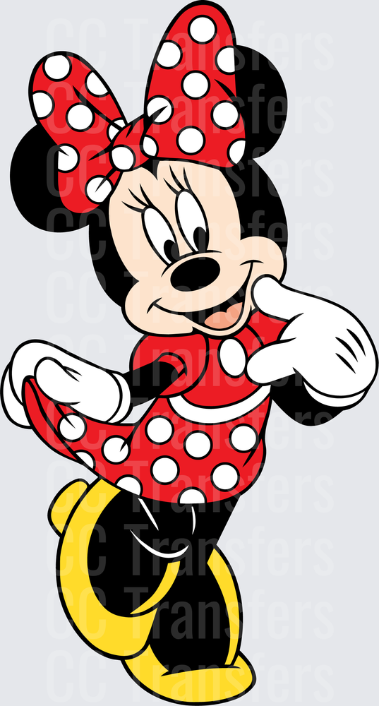 Cute Cartoon Mouse Red Polka Dot Bow Dress Posing (DTF)