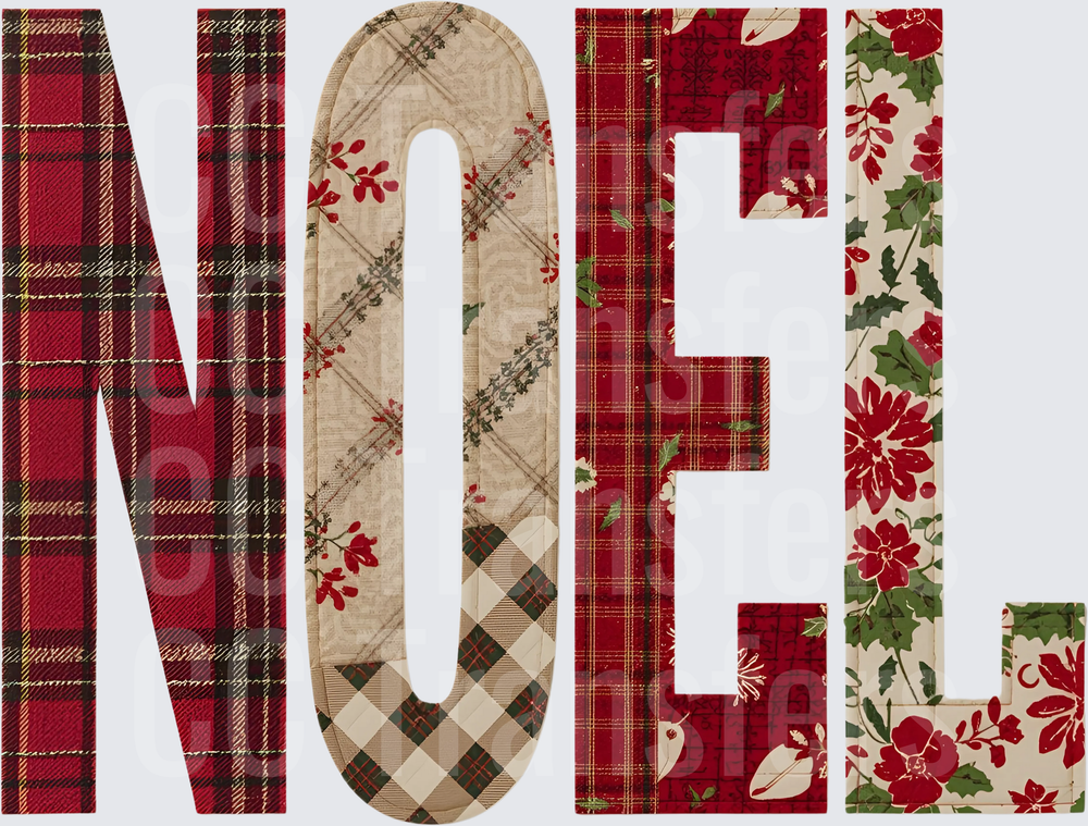 NOEL Patchwork Plaid Floral Christmas Letters (DTF)