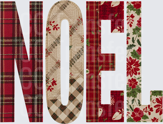 NOEL Patchwork Plaid Floral Christmas Letters (DTF)
