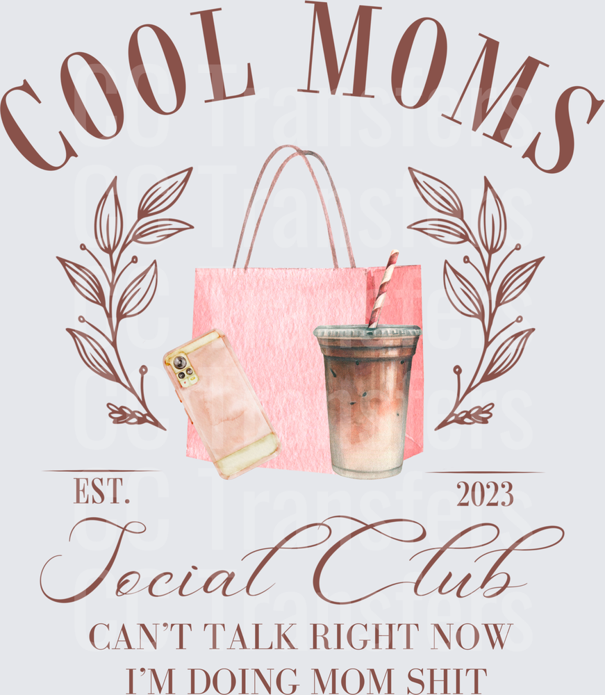 Cool Moms Social Club Est 2023 Iced Coffee Pink Bag (DTF)
