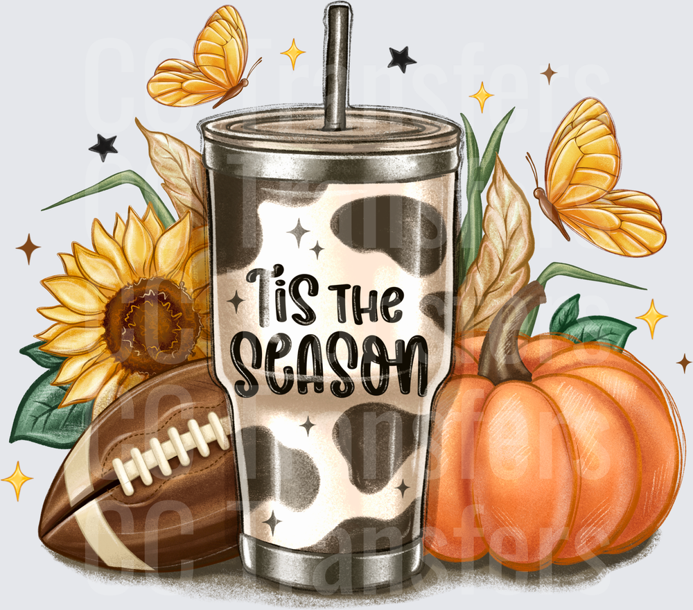 Tis The Season Fall Tumbler Pumpkin Football DTF