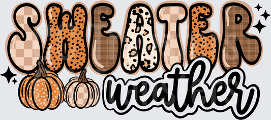 Sweater Weather Fall Pumpkins Leopard Plaid Letters (DTF)