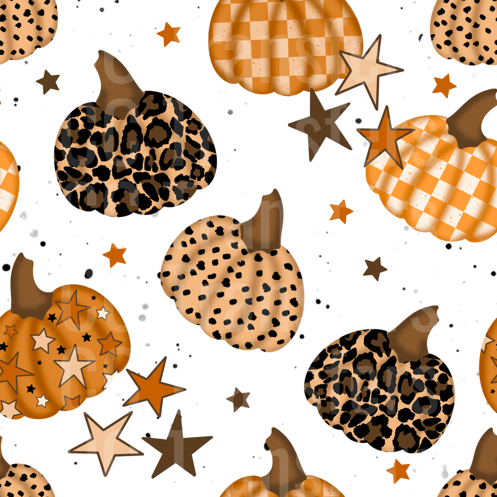 Boho Pumpkin Patch Leopard Cheetah Checkered Stars (DTF)