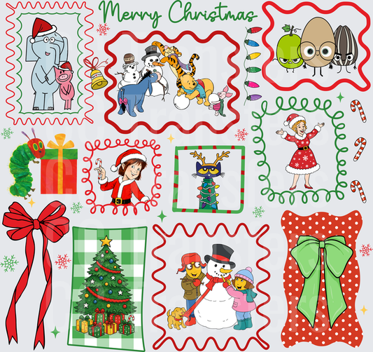 Merry Christmas Kids Characters Holiday Collage (DTF)