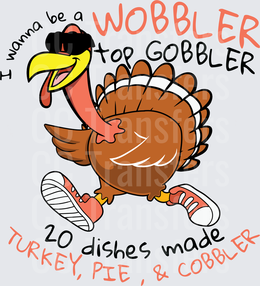 Wobbler Top Gobbler Running Turkey 20 Dishes Made (DTF)