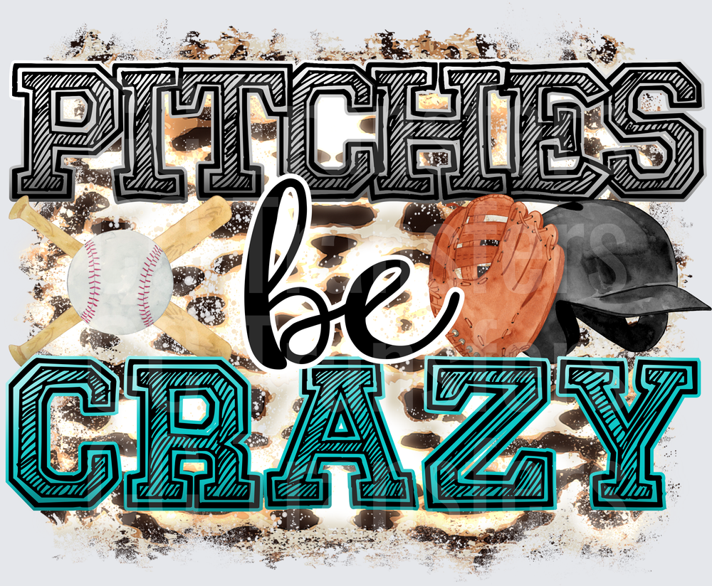 Pitches Be Crazy Baseball Leopard Print Graphic (DTF)