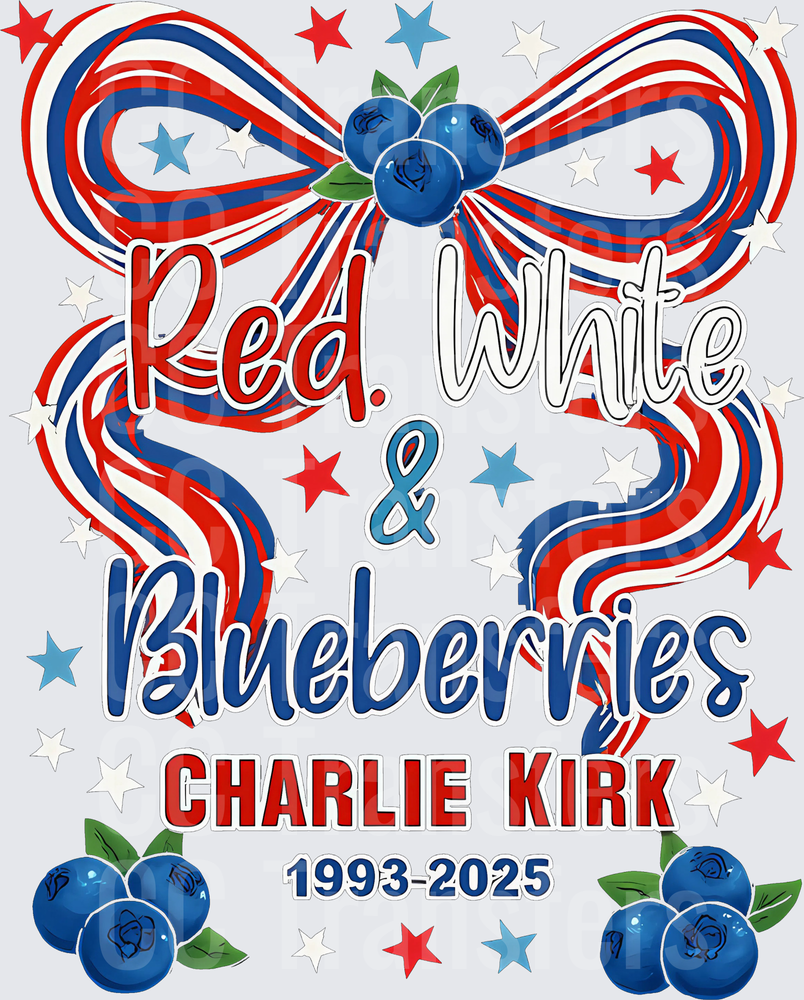 Red White & Blueberries Patriotic Bow Stars Design (DTF)