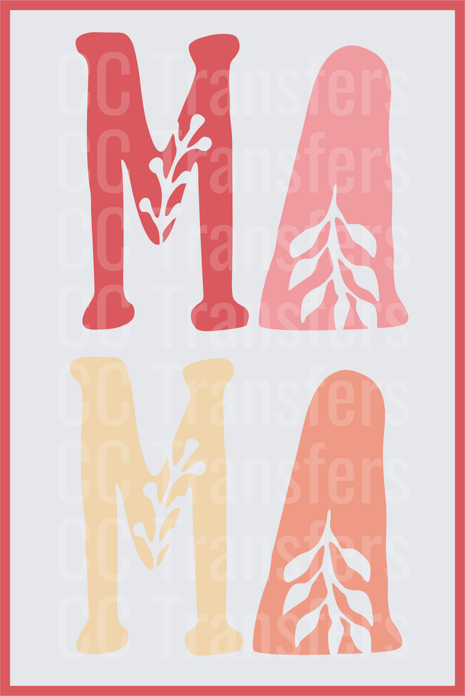 Floral Botanical MAMA Letters Pink Boho Design (DTF)