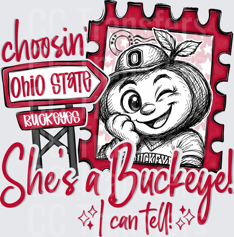 Choosin She's a Buckeye I Can Tell Mascot Stamp (DTF)