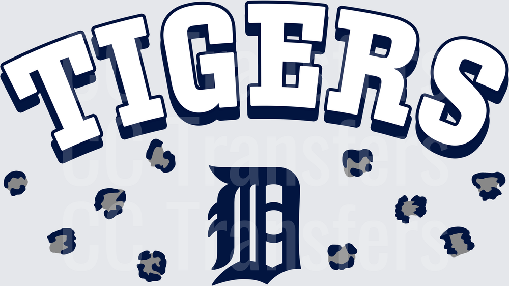 Tigers Arched Text with Old English D and Paw Prints (DTF)