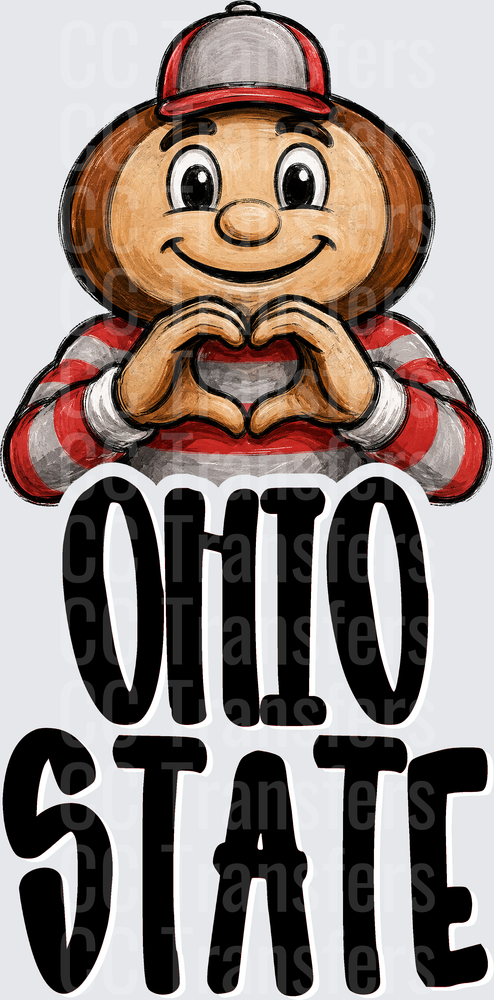 Brutus Buckeye Heart Hands Ohio State Fan Mascot (DTF)
