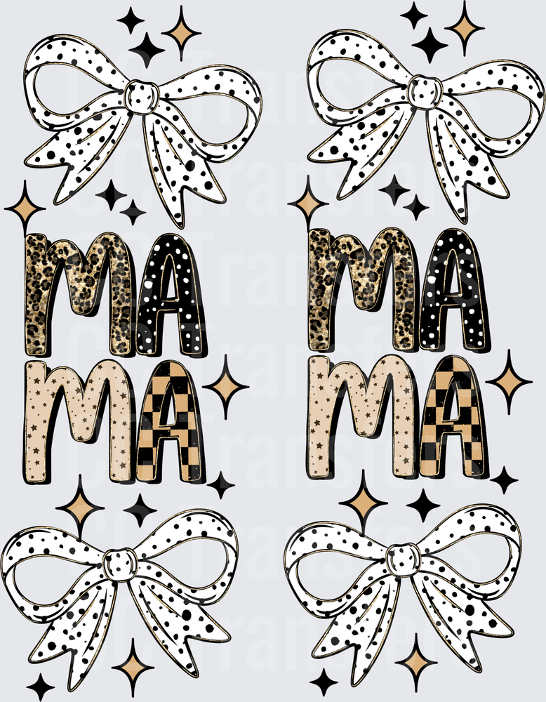 Mama Mixed Pattern Letters Polka Dot Bow Sparkles Gang Sheet (DTF)