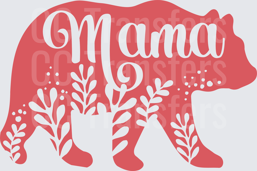 Mama Bear Floral Silhouette Script Lettering (DTF)