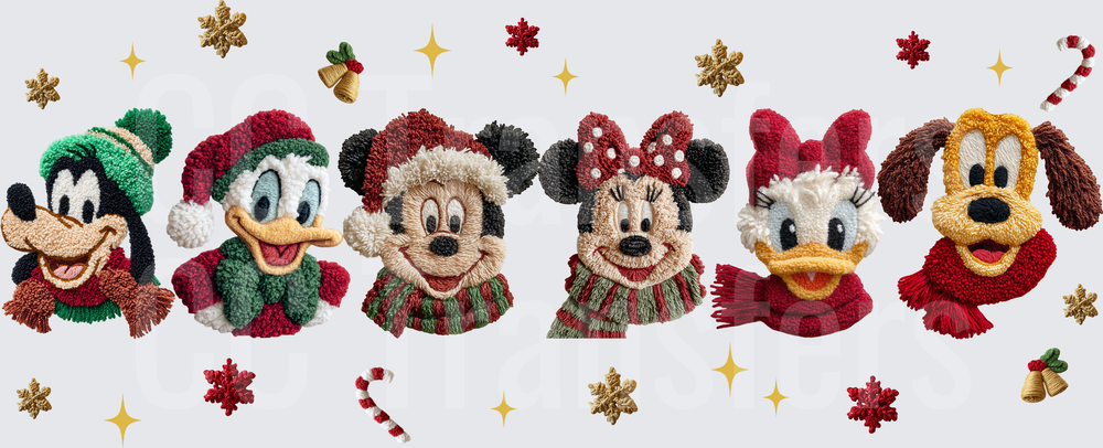 Fluffy Yarn Christmas Character Squad Holiday Row (DTF)