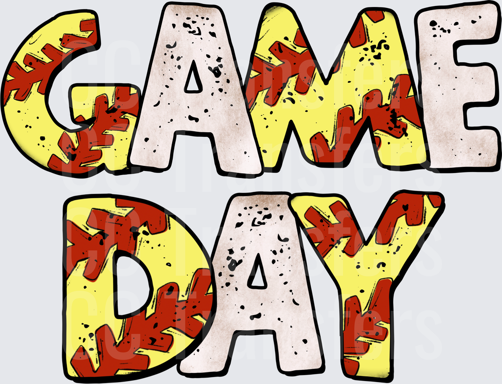 Game Day Softball Stitch Letter Design (DTF)
