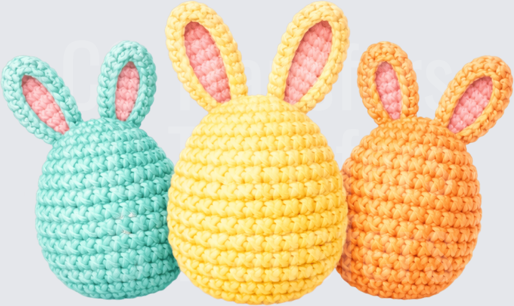 Crochet Easter Bunny Eggs Trio Mint Yellow Orange (DTF)