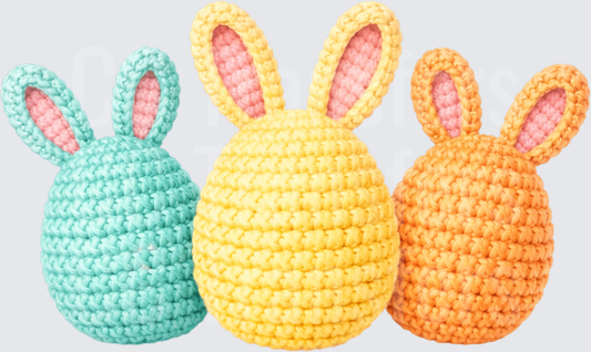Crochet Easter Bunny Eggs Trio Mint Yellow Orange (DTF)