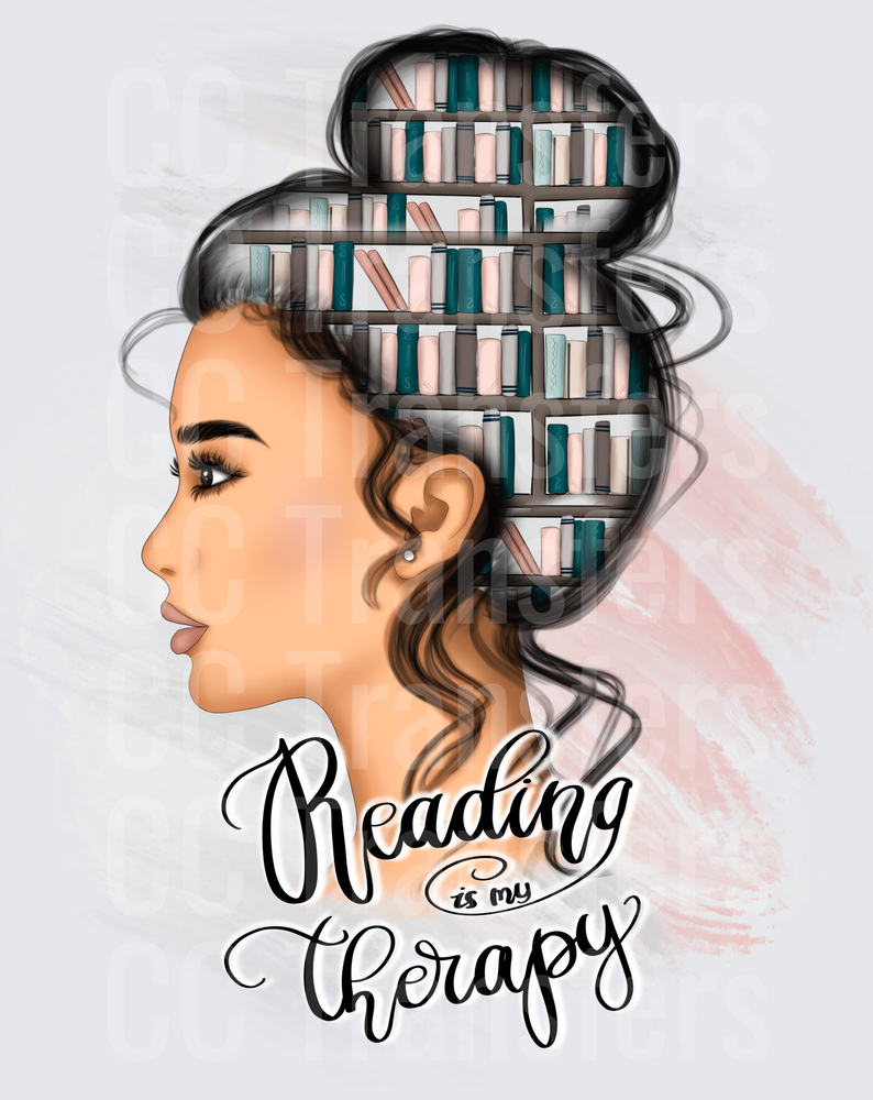 Reading Is My Therapy Bookshelf Hair Woman (DTF)