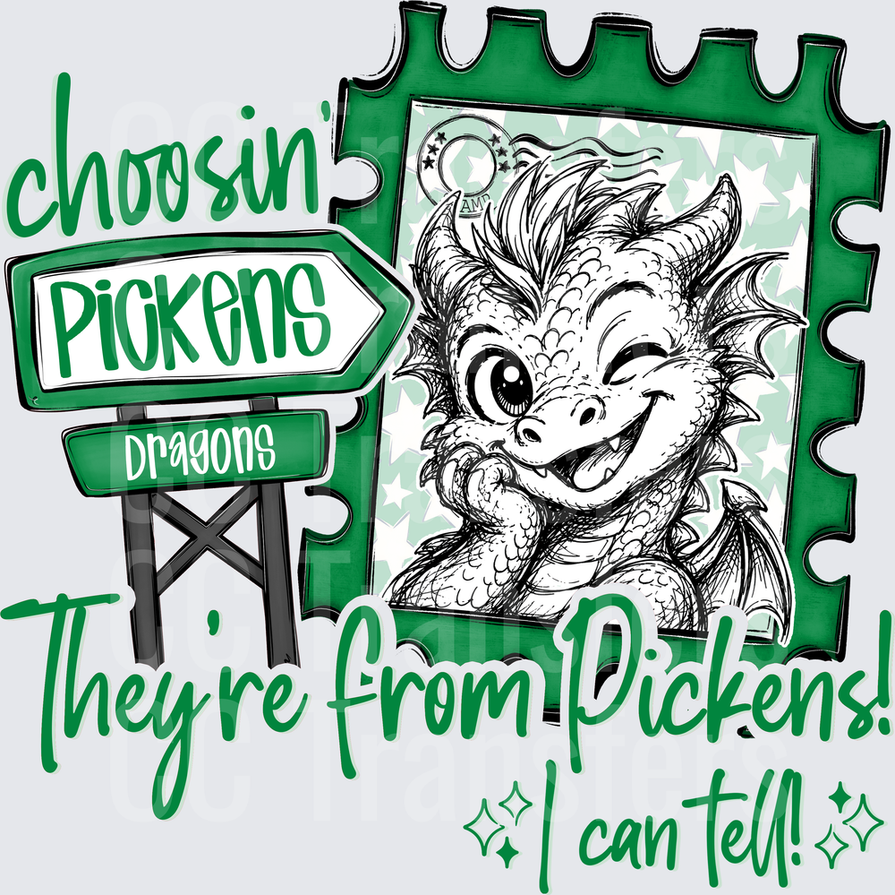 Choosin Pickens Dragons I Can Tell Cute Dragon Stamp DTF