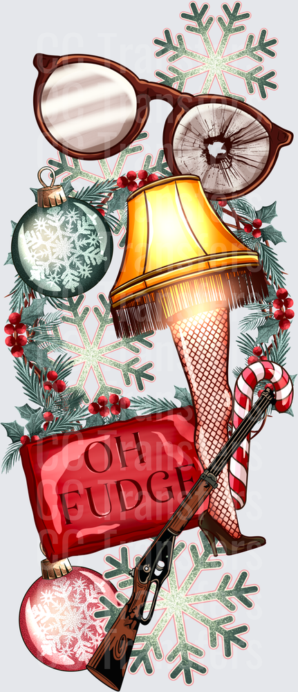 Christmas Movie Icons Leg Lamp Oh Fudge Holiday Collage (DTF)