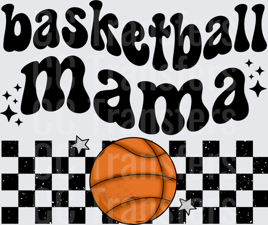 Basketball Mama Retro Groovy Checkered Design (DTF)