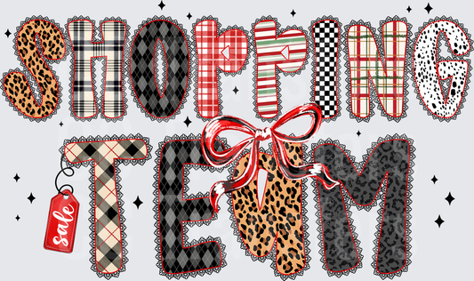 Shopping Team Mixed Pattern Letters Red Bow Sale Tag (DTF)
