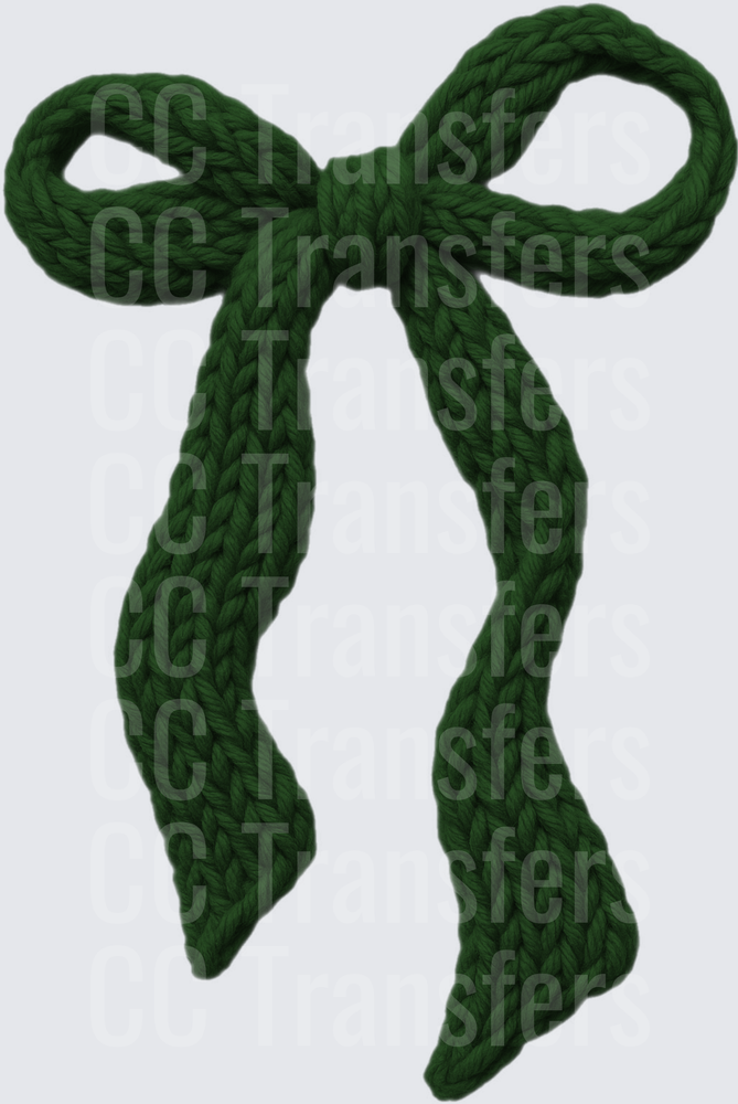 Dark Forest Green Knit Rope Bow (DTF)
