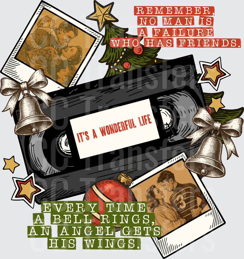 Classic Christmas Movie VHS Tape Holiday Collage (DTF)