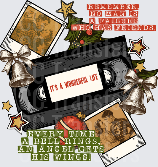 Classic Christmas Movie VHS Tape Holiday Collage (DTF)