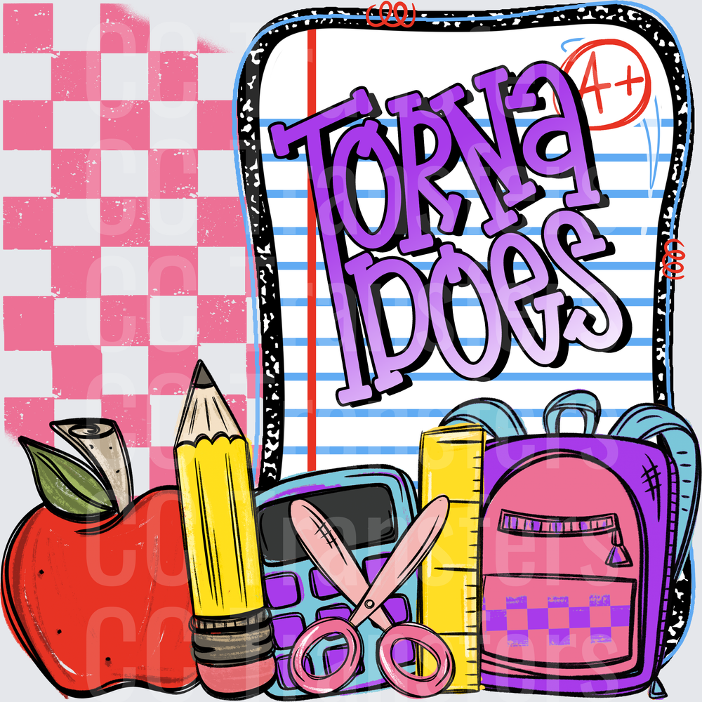 Tornadoes School Mascot Back to School Supplies (DTF)