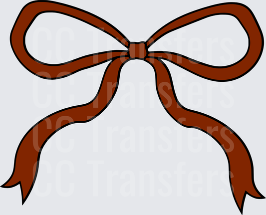 Dark Brown Ribbon Bow with Flowing Tails (DTF)