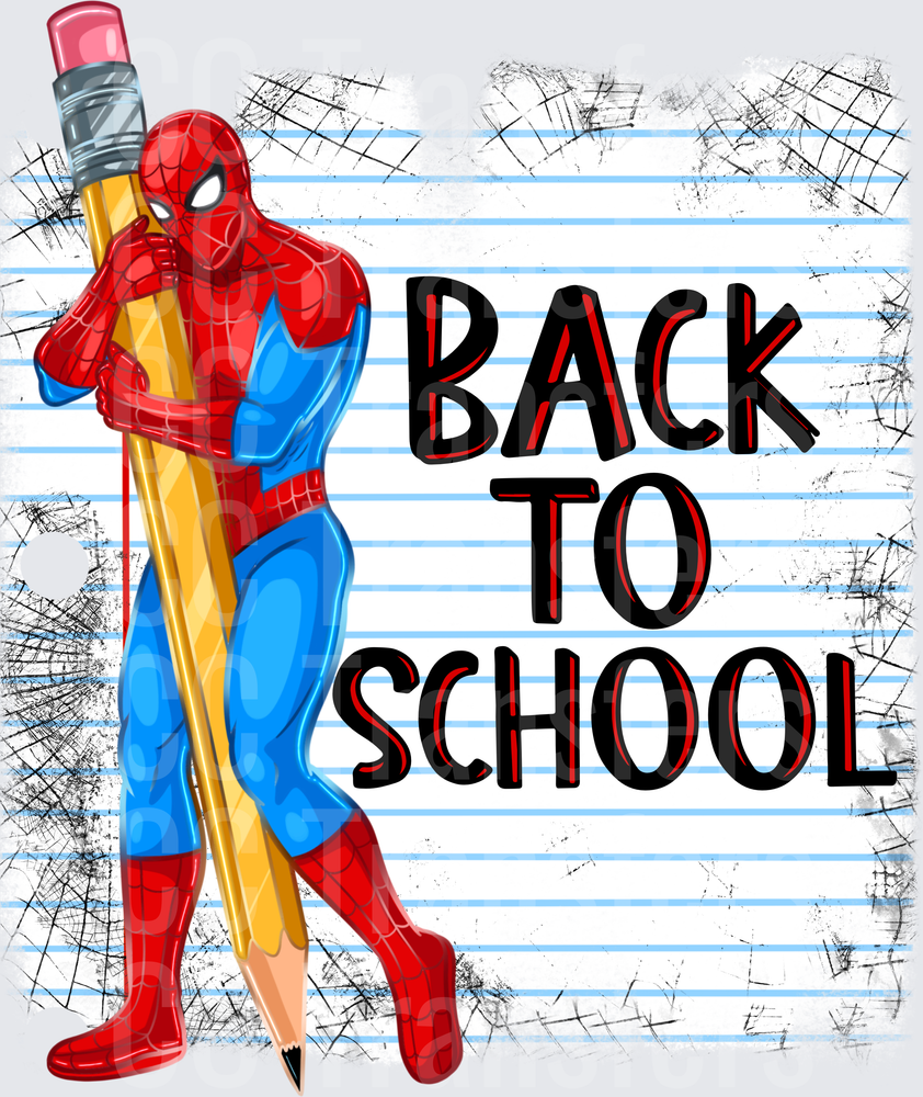 Red Blue Web Hero Back To School Pencil (DTF)