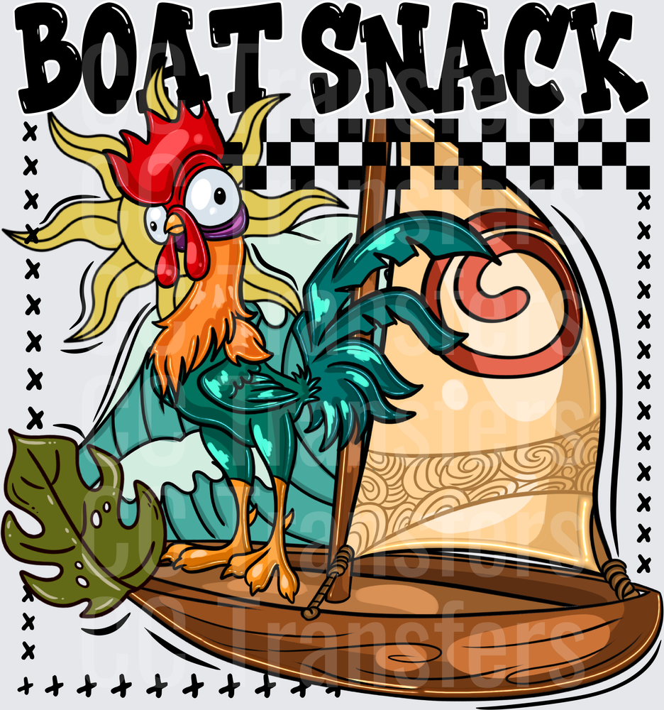 Boat Snack Rooster on Tropical Sailboat Checkered (DTF)