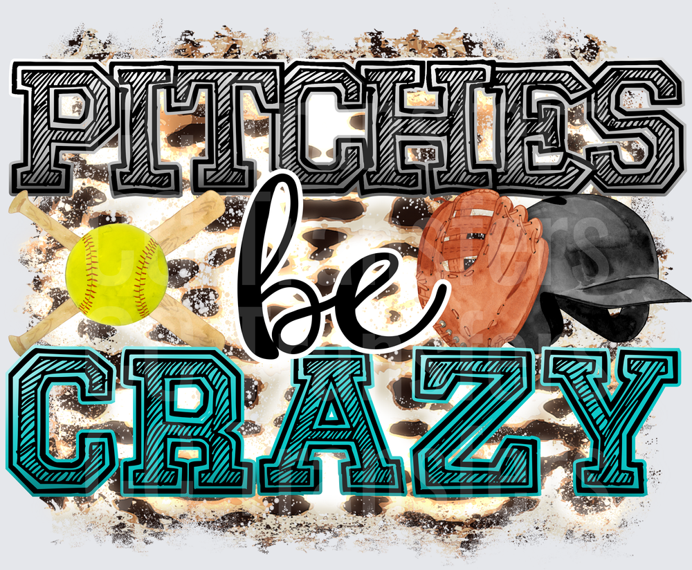 Pitches Be Crazy Softball Leopard Print Glove Helmet (DTF)